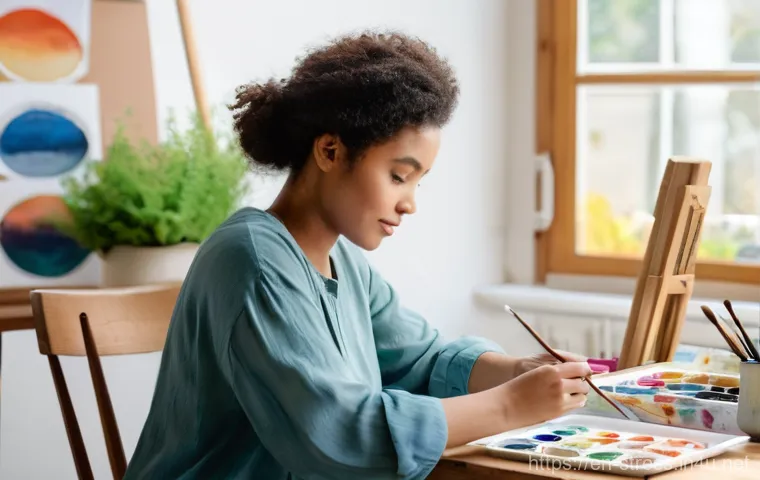 스트레스 해소를 위한 일상 루틴 - **Mindful Morning Yoga:** A young adult (mid-20s, gender-neutral) practices gentle yoga poses on a m...