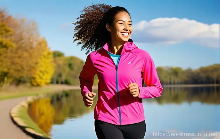 스트레스 해소법  일상에서 실천할 수 있는 팁 - **Prompt: Mindful Moment in Nature**
    "A serene young adult, gender-neutral, with a peaceful expr...