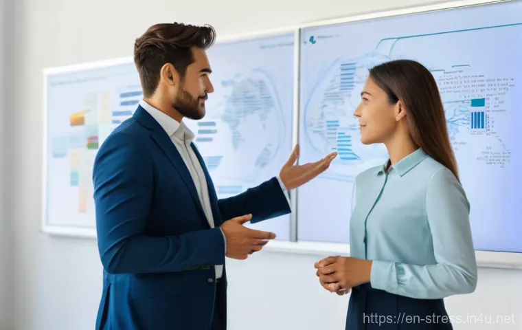 스트레스 해소법  스트레스를 줄이는 의사소통 - **Prompt:** A bright, clean, and modern workspace. A young adult, gender-neutral, dressed in profess...