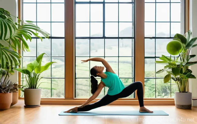 스트레스 해소를 위한 사소한 행복 찾기 - **Mindful Morning Serenity:** A person, gender-neutral, in their late 20s to early 30s, dressed in c...