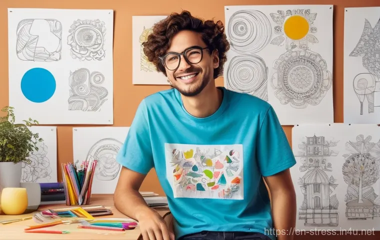 스트레스 해소를 위한 사소한 행복 찾기 - **Nature's Embrace & Gentle Movement:** A person, gender-neutral, in their 30s, wearing simple and m...