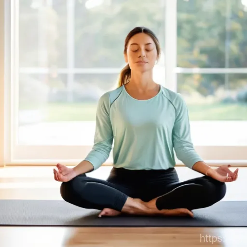 스트레스 해소를 위한 재활 운동 - **Prompt:** A serene, naturally lit living room, minimalist in design, with a large window letting i...